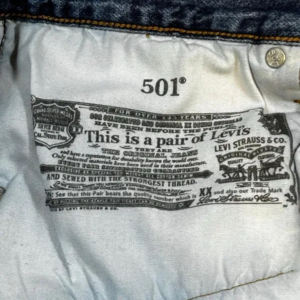 Levi’s 501 Distressed Denim Cutoff Shorts | Approx. Size 14 - Image 6