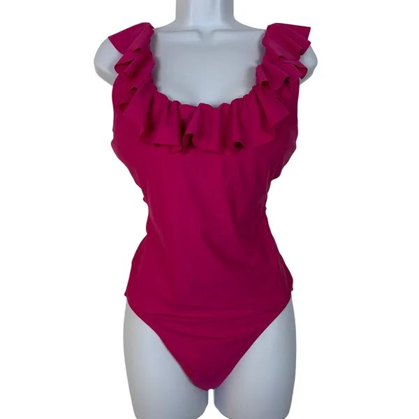 J.Crew Ruffle Scoopback One-Piece Swimsuit Size 8 NWT - Image 2