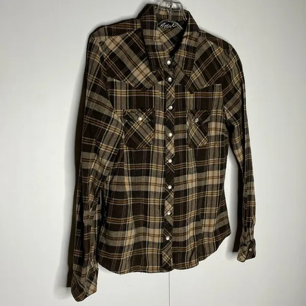 Active Western Cut Flannel Shirt Brown Size XS - Image 5