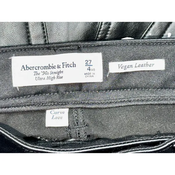 Abercrombie & Fitch Curve Love 90s Straight Ultra High Rise Black Pant Size 27 4 - Image 3