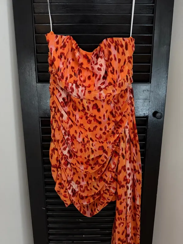 NWT Love & Lemonade Orange Leopard Mini Dress Size XL - Image 4