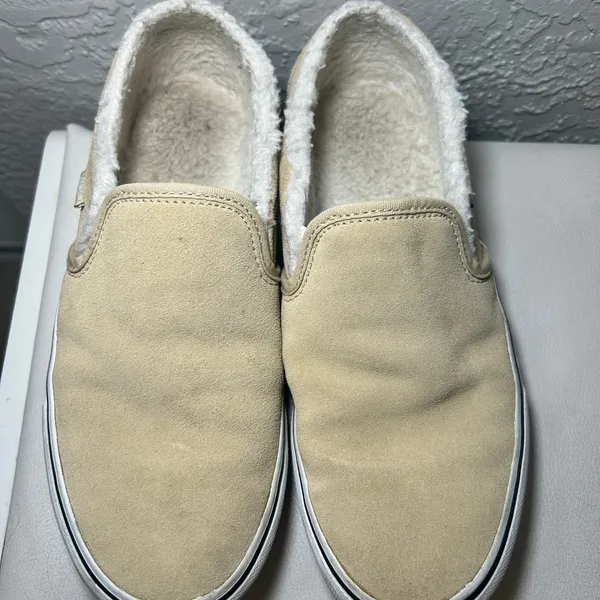 Vans Asher Womens Suede Slip On Fur Lined Shoes Size 8‎ Beige Comfort Casual - Image 3
