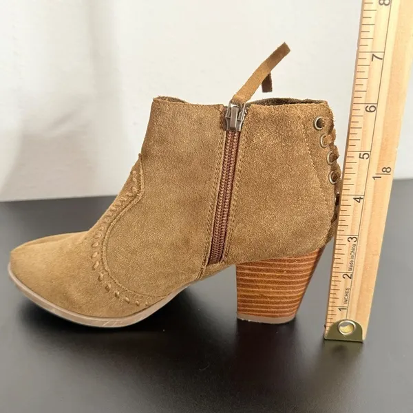 Minnetonka Suede Leather Chunky Block Heel Ankle Boots Womens 6 Western Brown - Image 8
