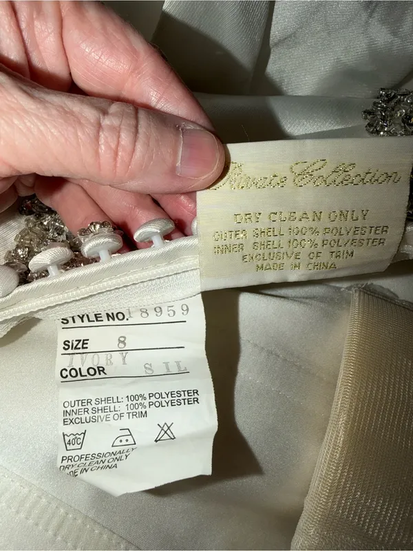 Stunning Private Collection Satin Twill Wedding Gown - Image 7