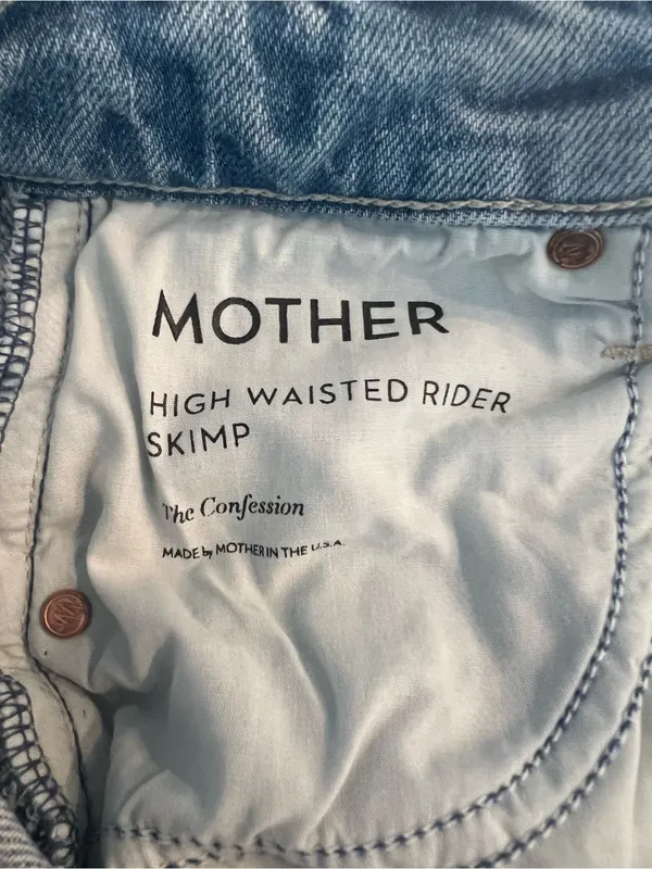 MOTHER Superior High Waisted Rider Skimp Jeans Blue Straight Size 25 - Image 13