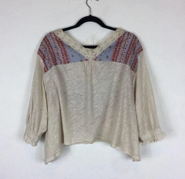Free People Prairie Days 3/4th Sleeve Boho Blouse - Image 12