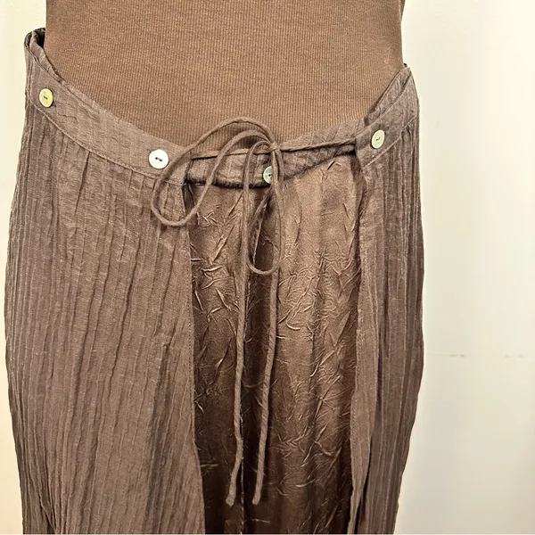 Zara Mixed Pareo Tank Dress Sz M Brown Skirt Overlay Faux Wrap - Image 3