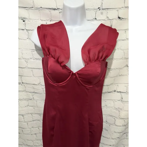 Oh Polly Satin Corset Mini Dress in a Rich Pink size 6 - Image 2