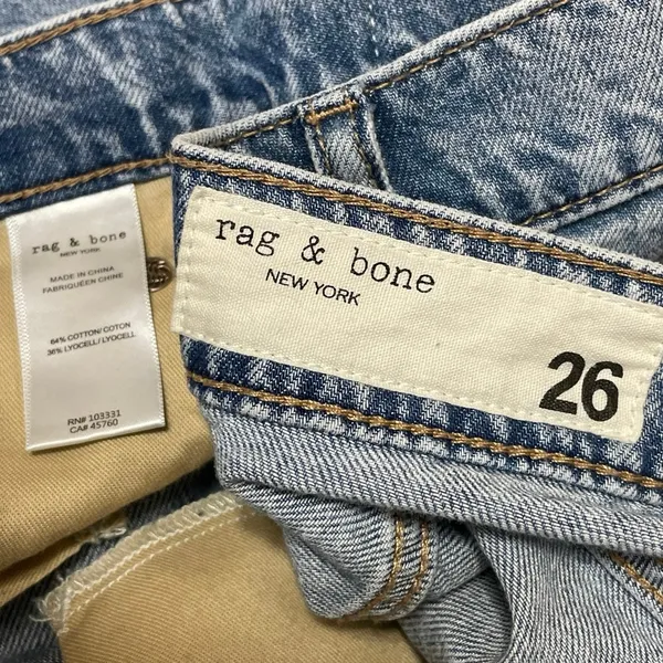 Rag & Bone Womens Blue High Rise Cropped Frayed Wide Leg Denim Jeans Pants Sz 26 - Image 4