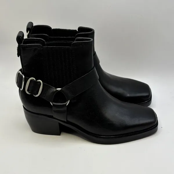 Sam Edelman Bellamie‎ Leather Ankle Bootie Womens 6 Pull On Square Toe Black - Image 4