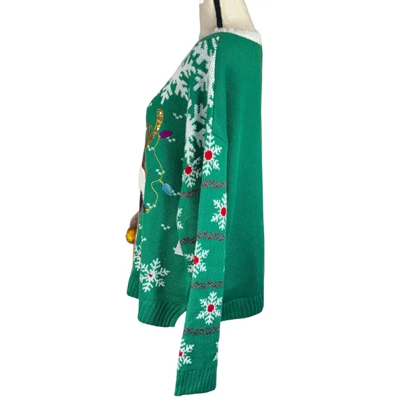 Jollidays X-Large Sweater Holiday Festive Christmas Reindeer Bulbs Long Sleeves - Image 5