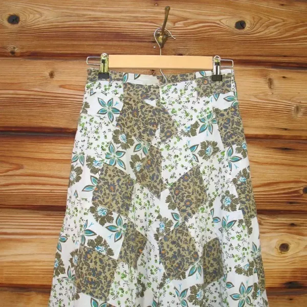 Blue Cream Patchwork Maxi Skirt - Image 9
