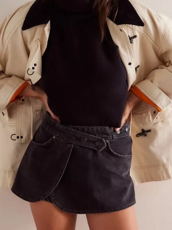 Free People Maxine Denim Wrap Skort - Image 5