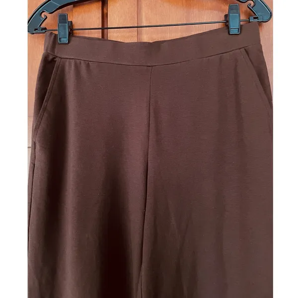 OGL Pants Lyocell Wool Mid Rise Wide Leg Pull-on Pockets Brown Size Medium NEW - Image 3