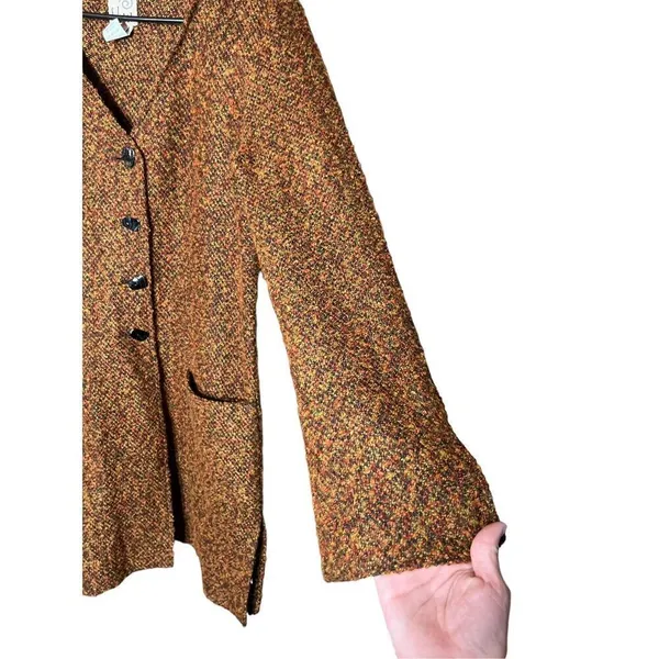 Vintage F.L Malik Tweed Long Line‎ Coat Size M - Image 3