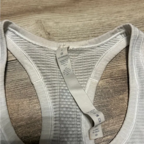 Lululemon Athletica White Mesh Racerback Tank Top - Image 2
