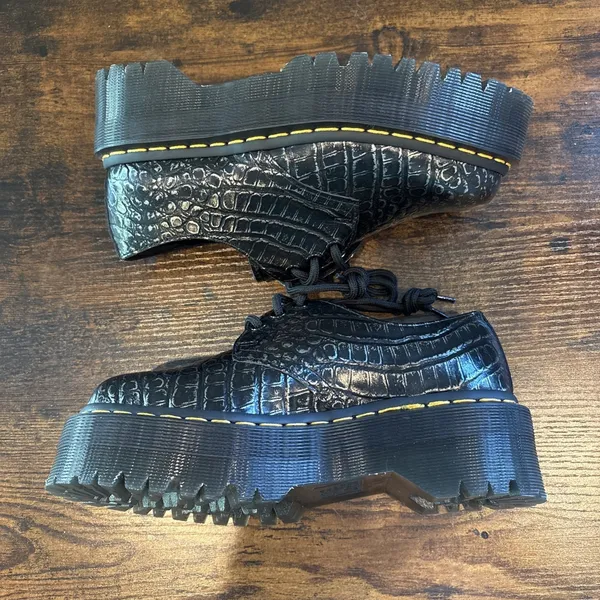 NEW Dr. Martens 1461 Quad Croc Gunmetal Wild Croc‎ Platform 4 M, 5 L Shoes - Image 3