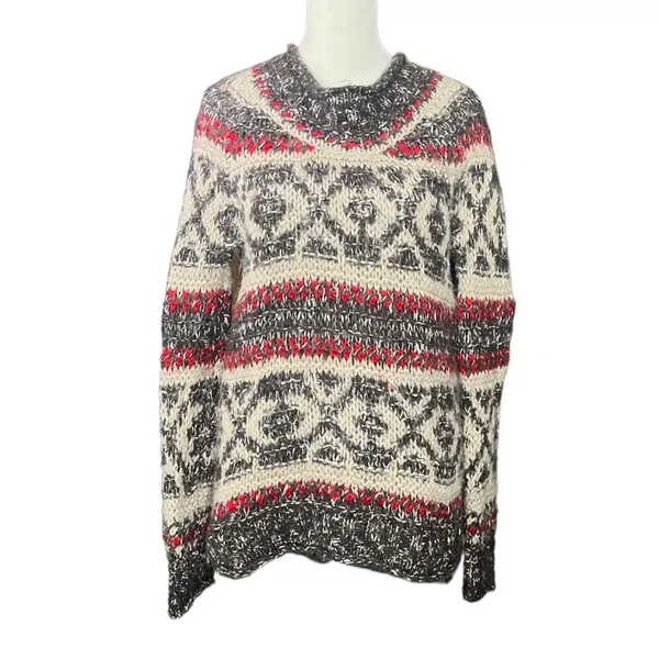 Free People Fair Isle Boho Wool Blend Sweater Size XS - Image 2