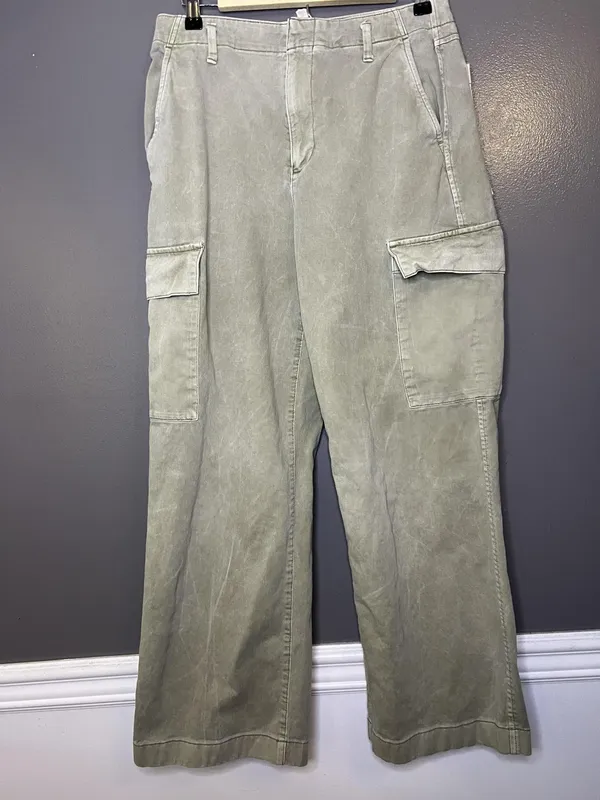 Gap Pants Womens 6 Green Loose Khaki Cargo Twill Relaxed Fit Pockets Casual - Image 2