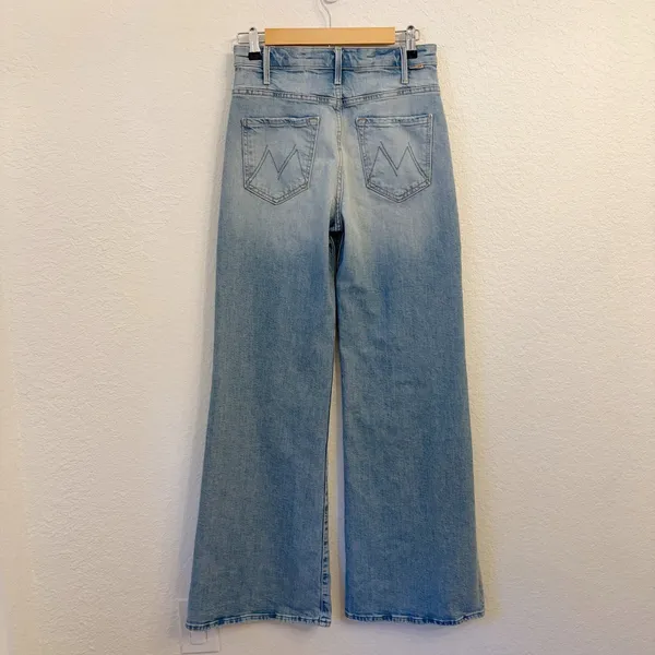 Mother Superior The Hustler Roller Sneak Jeans 26 I Confess Wide Leg Light Wash - Image 5