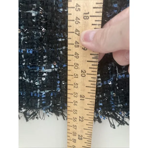 Bagatelle collection Women’s Tweed Blazer New L Blue Black Fringe Pockets - Image 12