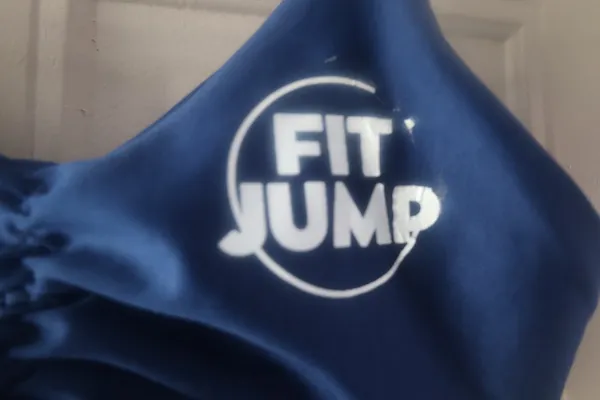 Ankley Fitness Fit Jump workout exercise sporty sports bra in navy blue and white size medium. - Image 4