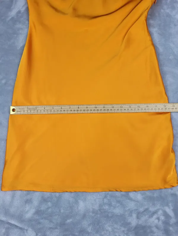 Riley Hubatka x Peppermayo Orange Satin One Shoulder Mini Dress Size US 8 - Image 9