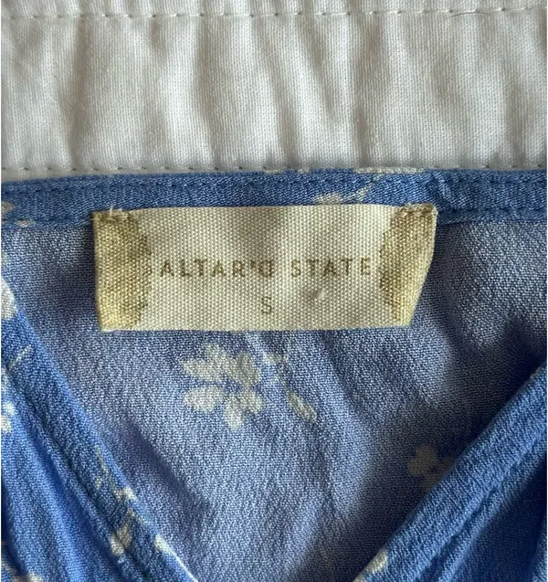 Altar'd State Blue White Floral Mini Dress - Image 3
