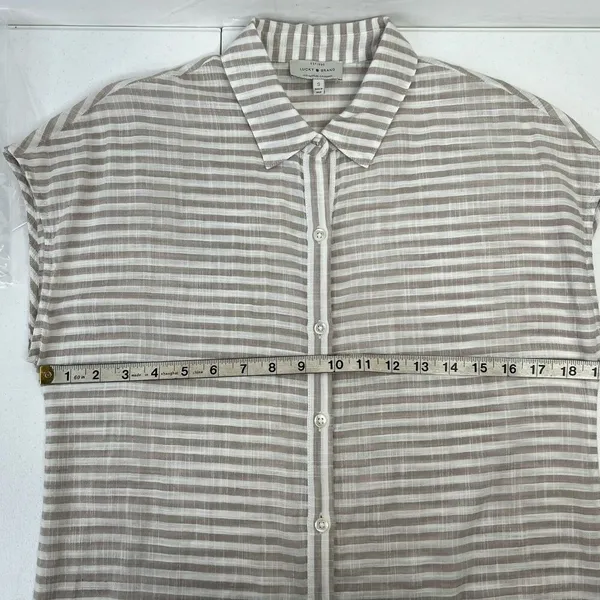 Lucky Brand Size S Dress Button Down Maxi Shirt‎ Striped Lightweight Cap Sleeve - Image 9