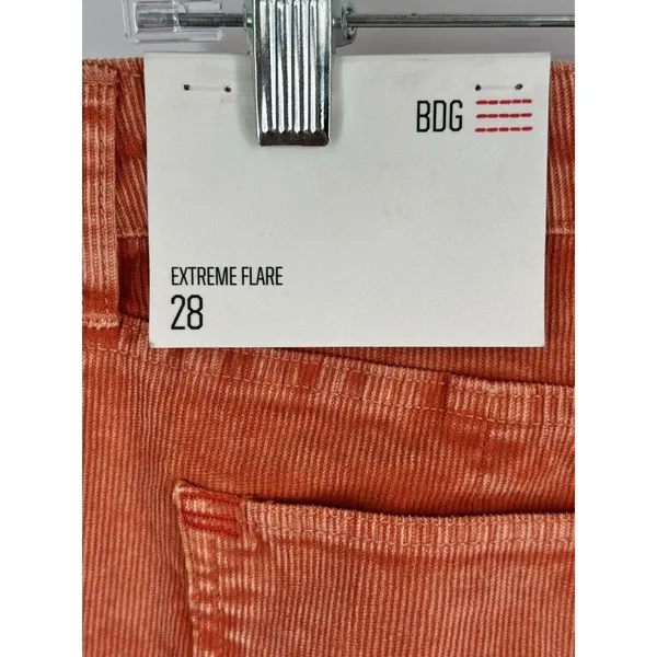 BDG‎ Urban Outfitters Womens Corduroy Pants Extreme Flare Stretch Orange 28 - Image 3