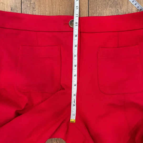Talbots Women's 8 Wide Leg Ponte Pants Bright Cherry Red Patch Pockets High-Rise - Image 8