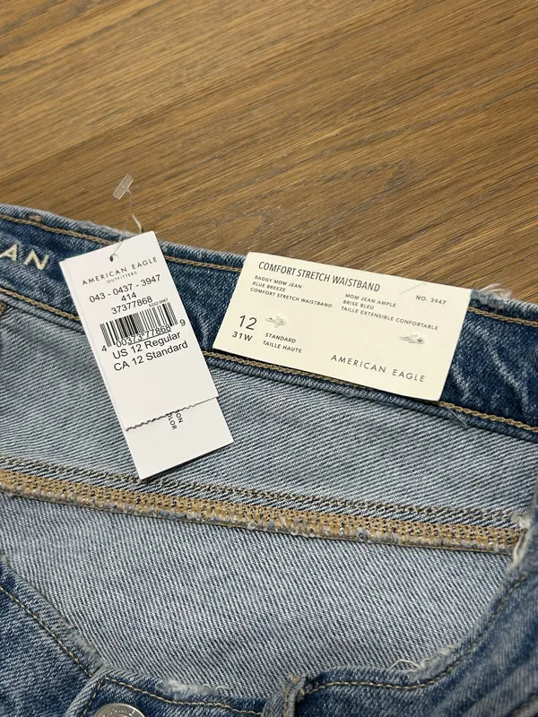 American Eagle Size 12 baggy mom jeans super high rise - Image 10
