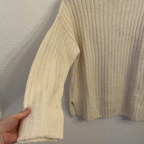 Old Navy Mock Neck Tunic Sweater‎ Size Small Shaker Stitch Knit Cream - Image 3
