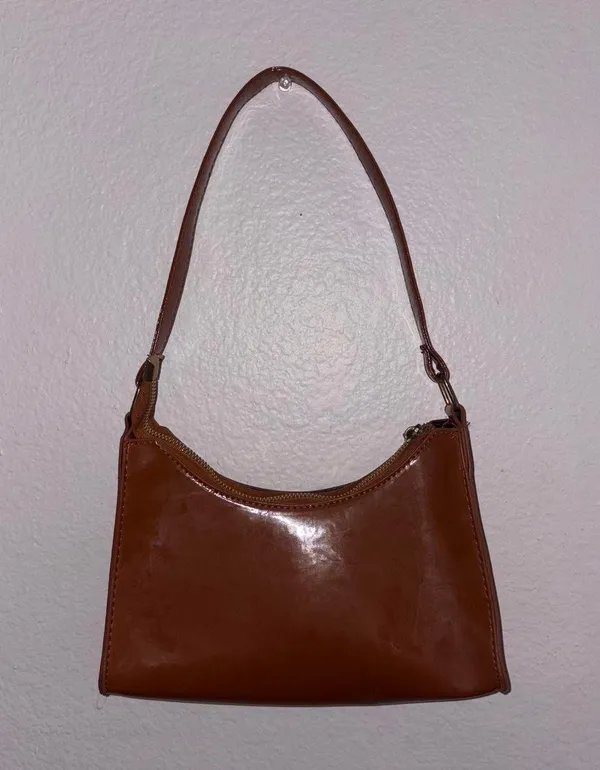 Brown Faux Leather Shoulder Purse - Image 2