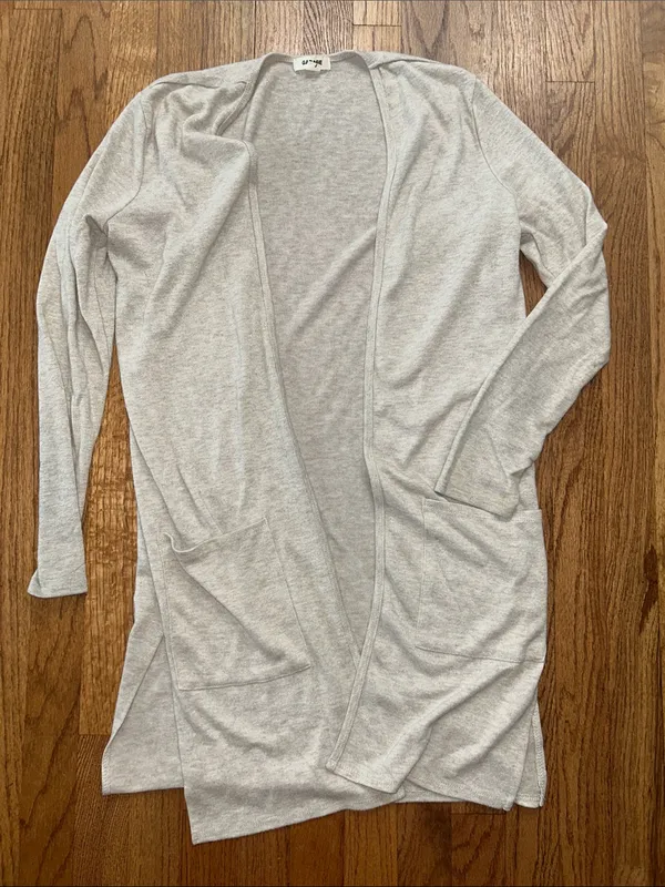 Garage Beige Cream Oversized Open Front Pockets Long Cardigan size Small - Image 2