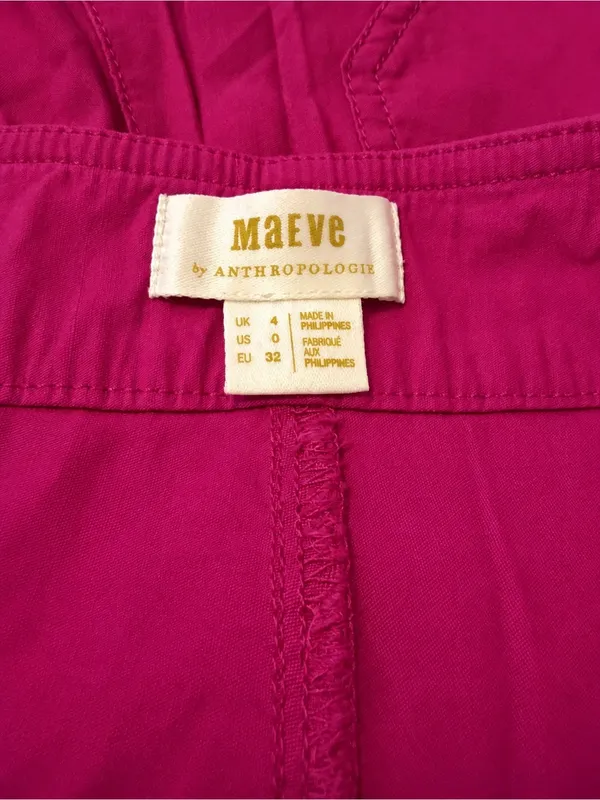 Maeve Anthropologie Fuchsia High Waist Utility Button Detail Patch Pocket Shorts - Image 6