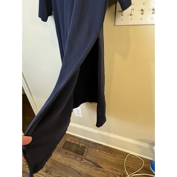 EILEEN FISHER Navy‎ Washable Stretch Crepe Side Zip Shift Dress Size Medium - Image 3