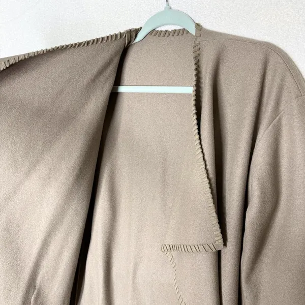 AllSaints Paxx Italian Wool Wrap Waterfall Trench Coat Dune Small Winter Jacket - Image 6