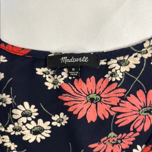 Madewell Black and Red Tie Front Blouse with Peter Pan Collar - Image 3