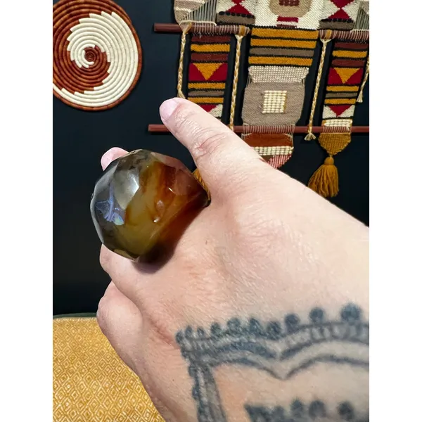 Oversized Brown Marbled Dome Statement Ring Chunky Sculptural Size 6 - Image 6