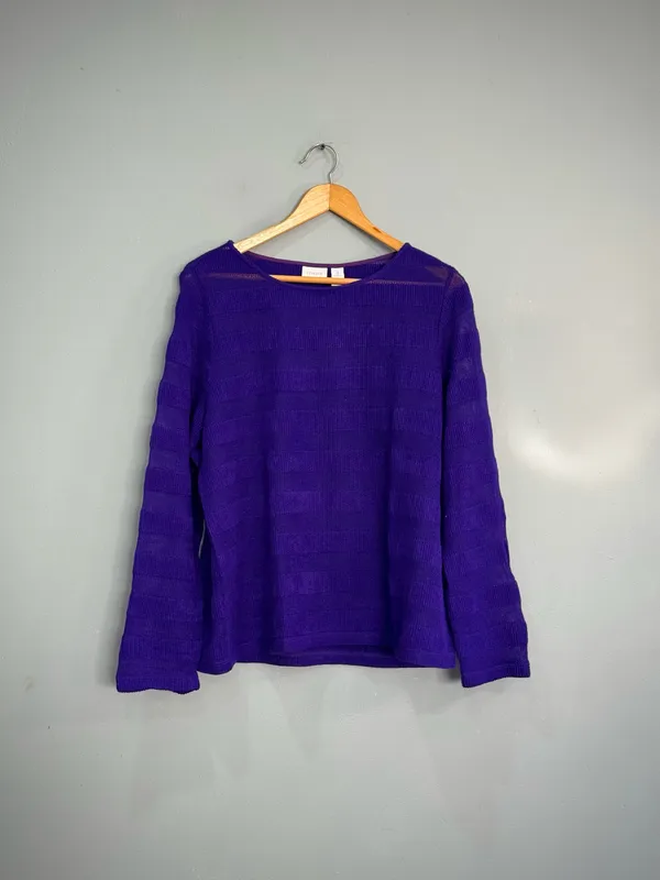 Purple Chico’s Boatneck Sweater Size 3 (16) EUC - Image 3