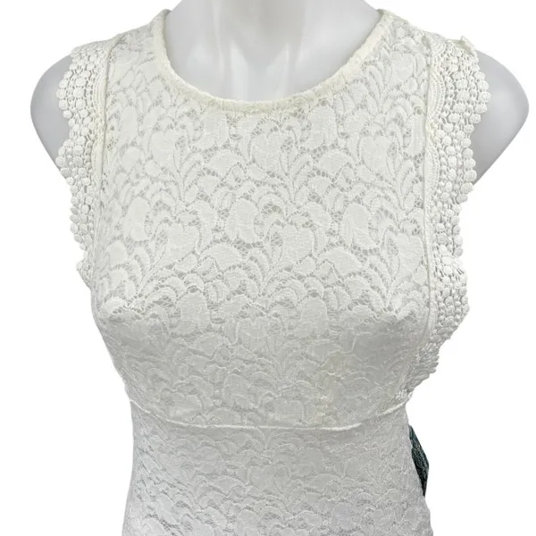 NEW Free People White Floral Lace Sleeveless Racerback Blouse Tank Top Size S - Image 3