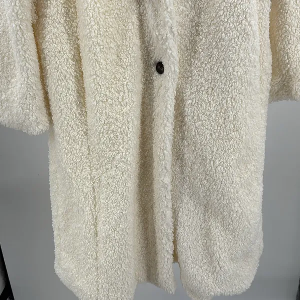 Scoop NYC Women's Cozy Cream Teddy coat Sherpa mid calf L new shawl collar - Image 9