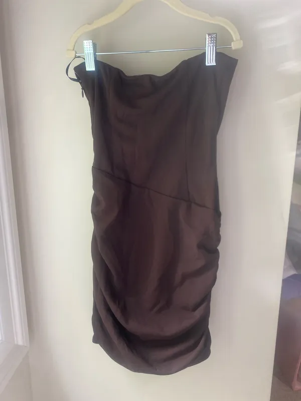 White fox brown mini dress - Image 2