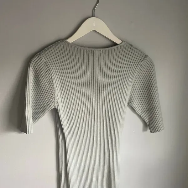 Coquette Baby Blue Knit Short‎ Sleeve Wrap Sweater Dress Bodycon sz Small Office - Image 7