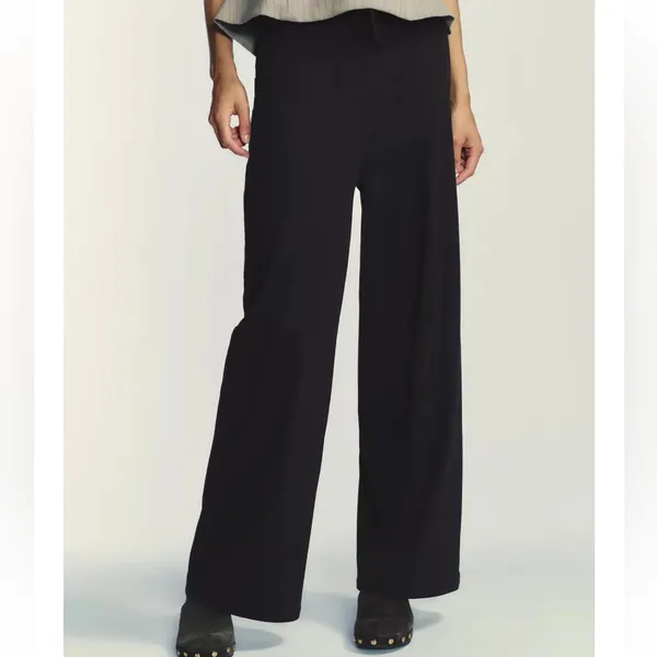 Zara NWT stretchy black wide leg drawstring pants - Image 2