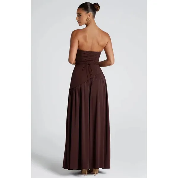 NEW Babyboo Maliyah Maxi Dress in Plum Brown Size Small - Image 3