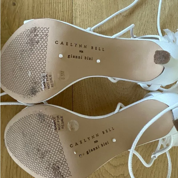 Gianni Bini x Caelynn Bell - Papillon Flower Ankle Wrap Strappy Sandals in White - Image 6