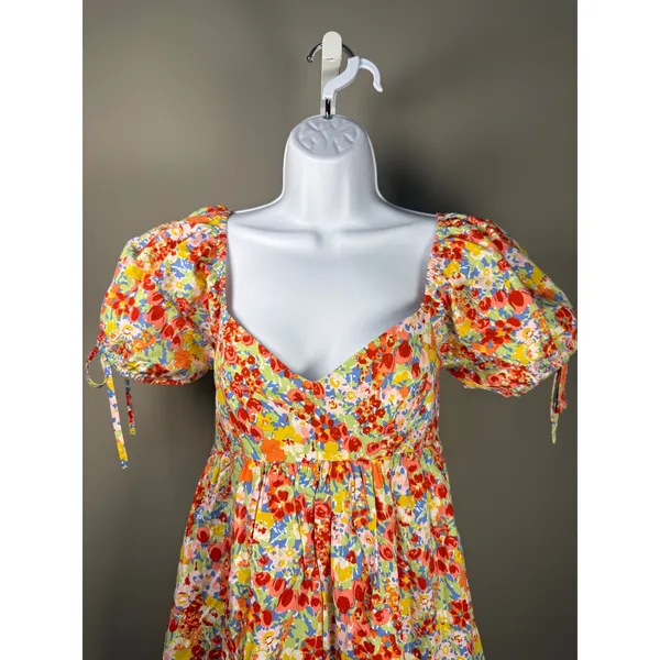 &merci Floral Puff Sleeve Babydoll Mini Dress‎ Cottagecore S - Image 2