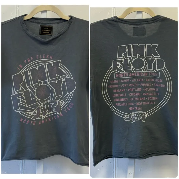 Retrobrand Pink Floyd 1977 North American Tour Graphic T-Shirt Faded Black Small - Image 2